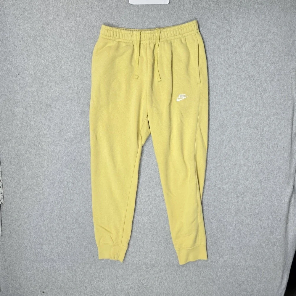 Nike Men Pants M Yellow Sweatpants‎ Fleece Swoosh BV2671-700 Logo 28